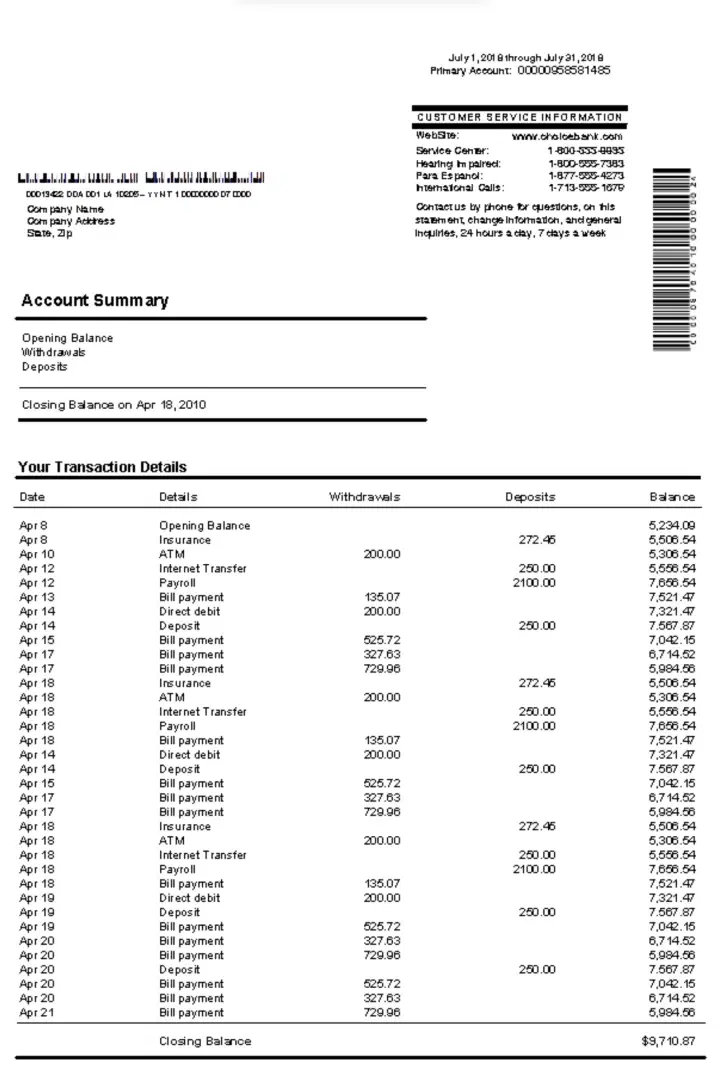 Bank Statement Analysis